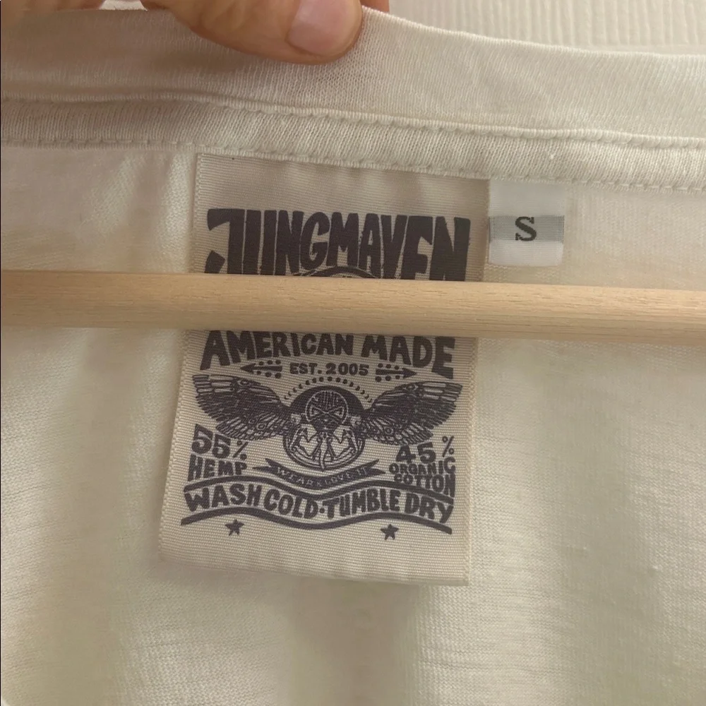 Jungmaven Paige v neck tee small washed white - Picture 2 of 3